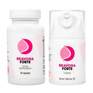 Bravona Forte Capsule e crema per l’aumento del seno femminile (60 capsule, flacone da 50 ml)